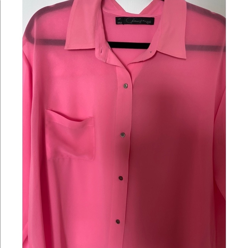 Patterson J. Kincaid Oversized Sheer Button-down Blouse - Picture 6 of 7